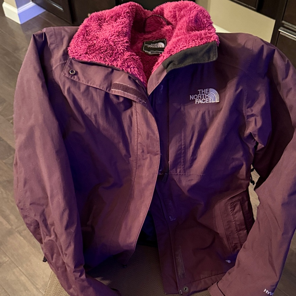 The North Face Hyvent Maroon Jacket with Fuchsia Interior